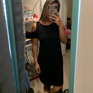 Black Tshirt / Shift Cold Shoulder Dress